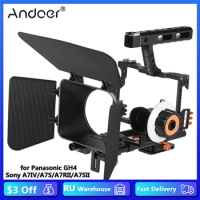 RU Sony A7IV/A7S/A7RII/A7SII Panasonic GH4 Camera Cage Andoer C500 for Camcorder Video Cage Rig Film Making System Handle Grip