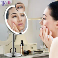 LED Touch Screen Light Makeup Mirror with 5X Magnifying Smart Sensor Desktop Vanity Mirror 8.5 inch HD Mirrors For Beauty Makeup