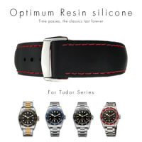 20mm 22mm High Quality Rubber Folding Buckle Watch Strap Black Blue Red Watch Bands for Tudor Black Bay for Men Bracelet