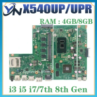 X540UP Laptop Motherboard For ASUS VivoBook R540UP R540U X540U F540U X540UPR Mainboard 4G/8G-RAM I3 I5 I7-7th 8th 100% Test OK