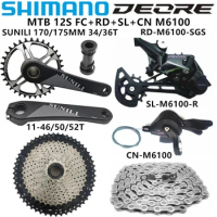 SHIMANO DEORE MTB 1*12S M6100 RD+SL+CN SUNSHINE-SZ 11-46/50/52T And SUNILI 170/175mm 34/36T 12V M6100 Shift Kit