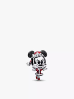 Pandora Disney Minnie Mouse Sterling Silver Charm with Glitterry Black and Red Enamel