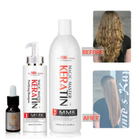 WITHOUT Formalin Brazilian Keratin Treatment+300ml Purifying Shampoo Straighten and Repair Damage Hair+Argan Oil
