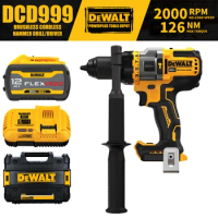 DEWALT DCD999 Kit 1/2in Brushless Cordless Hammer Drill Driver 20V Tools Hammer Impact Drill 2000RPM 126NM With Battery Charger