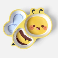 PRUMU Piring Makan Anak Sekat 3 Karakter Lebah Bee - Piring Melamin Motif Bentuk Lucu - P3101