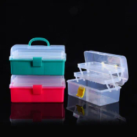 Transparent Folded Tool Box Work-box Medicine Cabinet Manicure Kit Workbin for Organizer Parts Case Storage Toolkit