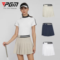 PGM Women Golf Short Skirt Ladies Breathable Pleated Pantskirts Girl Detachable Sport Short Skirts Elastic Waistband Golf Skort
