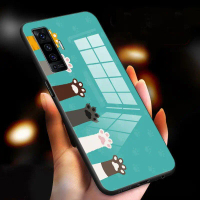 เคสสำหรับ VIVO X50 VIVO X50 Pro/VIVO X51 5G ลูกแมว คลื่น กันกระแทก เคลือบเงา กระจกนิรภัย ฝาหลัง