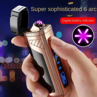 New Luxury Fingerprint Touch Sensor 3 Flame Usb Plasma Charging Electronic Windproof Butane Gas Lighter Smok Accessories Gift
