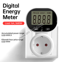 220V Electricity Power Meter Wattmeter LCD Digital Energy Meter Socket Electric Tester EU Socket Wattage Measuring