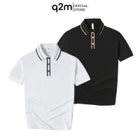 Áo Phông Polo thương hiệu q2m , Hai Màu Trắng Đen cổ Dệt mã q2m.101
