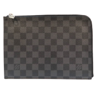 【二手名牌BRAND OFF】LOUIS VUITTON 路易威登 黑色 PVC塗層帆布 棋盤格 手拿包 N41501