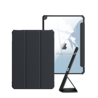XUNDD軍事筆槽版 2019 iPad mini 5/4 鏡頭全包休眠喚醒 磁吸支架平板皮套(極簡黑)