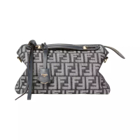Fendi By The Way FF Jacquard Soft Medium Bag Dark Blue Denim