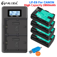 LP-E6 LP E6 LPE6 E6N Battery + LCD Dual Charger For Canon EOS 5DS R 5D Mark II III 5D 6D 7D 70D 80D EOS 60D for Canon Cameras