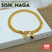 SULTAN - Gelang Rantai Sisik Naga Handmade Bahan Logam Kuningan Bunga Liontin Love