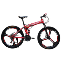 Mountain Bike 26 Inches 3 Spoke Wheel Dual Suspension Folding Bike 27 Speed MTB Bicycle