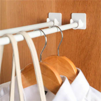 2pcs/set Strong Curtain Rod Bracket Holders Hooks Self-adhesive Rod Holder Clothes Rail Bracket Toilet Bathroom Accessories