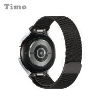 【Timo】SAMSUNG 三星 Galaxy Watch 7/6/5/4 按鍵式米蘭尼斯磁吸錶帶-黑色
