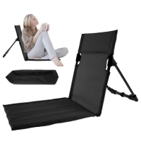 Portable Foldable Camping Chair Outdoor Garden Single Lazy Chair Backrest Cushion Picnic Folding Back Chair with Storage Bag
