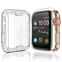 Transparent Cover for Apple Watch Series 3 2 1 38MM 42MM 360 Full Soft Clear TPU Screen Protector Case for iWatch 4/5 44MM 40MM