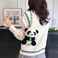 【愛戀花草】甜美熊貓玩偶斜背包(網紅包、斜背、肩背、A007)