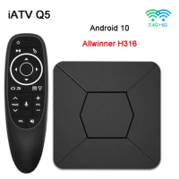 iATV Q5 Android10.0 TV Box Allwinner H316 BT5.0 4K HD 2.4G/5G Dual WiFi Smart Set Top Box Media Player 2GB 8GB