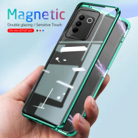 V27Pro Case For Vivo V27 Pro 5G Cover 360° Magnetic Double-sided Glass Flip Phone Coque VivoV27 VivoV27Pro V 27 Metal Frame Case
