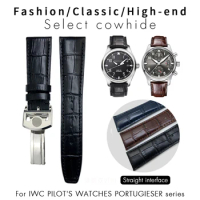 Classic Alligator Texture Leather Watchband 20mm 21mm 22mm Fit for IWC Pilot Series IW500107 IW371604 IW500710 PORTUGIESER Strap
