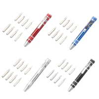Lightweight Pen Screwdriver Slotted for Cross Screwdriver Bits 8 in 1 Screwdriver Handy Tool for Dad Husb
