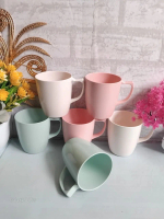 6 Pcs Cangkir Gelas Mug Gagang Kopi Teh Susu Plastik 350 Ml Warna Semi Melamin Tebal Tahan Panas