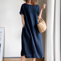 【LANNI 藍尼】★夏季涼爽優雅棉麻連衣裙(洋裝/連身裙)