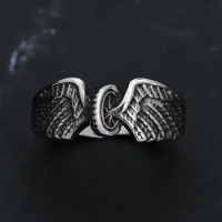 Fashion Creative Angel Wing Angel Ring for Men Women 316L Stainless Steel Biker Amulet Rings Vintage Jewelry Gift Dropshipping