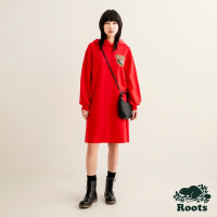 Roots 女裝-舞龍新春系列 寬版連帽洋裝-紅色