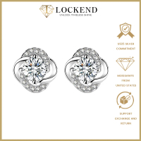 [Lockend] Four-Leaf Clover 0.5 Carat Moissanite Subang Wanita 925 Silver with Platinum Lucky and Ele