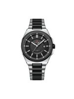 นาฬิกาข้อมือผู้ชาย NF9212 E สายสแตนเลส 43mm สีเงิน-ดำ หน้าปัดดำ