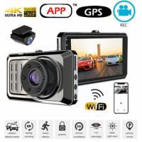 Car DVR WiFi Dash Cam Rear View Car Camera 4K 2160P Drive Video Recorder Auto Dashcam Parking Monitor Night Vision Black Box GPS