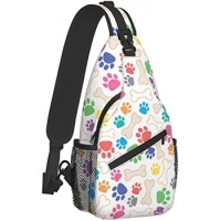 Dog Paw Print Animal Footprint Sling Bag for Women Men Crossbody Shoulder Bags Casual Sling Backpack Chest Bag Travel Hiking