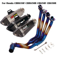 Motorcycle Exhaust System Slip On 51mm Header Front Connect Tube DB Killer For Honda CBR650F CBR650R CB650F CB650R 2014-2022