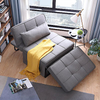 hoi! 多功能可折疊單人躺椅沙發床LS050FC1-淺灰色 (H014245695)