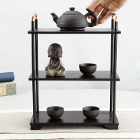 紫光檀茶水架雙層茶壺置物架桌面博古架實木中式小多寶閣展示架子