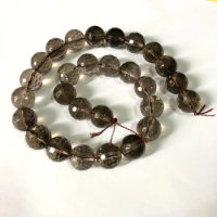 Wholesale Smok Quartz beads,Natural Faceted Quartz Crystal Beads 12mm 14mm 16mm Faceted Round Jewelry Beads,1strand 15.5"