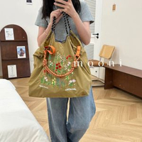 ball chain高圓圓同款上身日本花草刺繡環保袋包購物袋刺繡尼龍