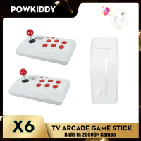 POWKIDDY X6 Arcade Game Console 4K HD TV Game Stick with Double Arcade Joysitck Built-in 20000 Games Stick For PS1/FC/GBA/MAME