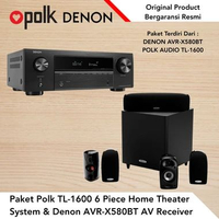 Paket Home Theater Polk TL-1600 6 Piece Home Theater Speaker System Denon AVR-X580BT AV Receiver