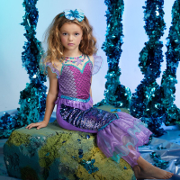 Ariel เจ้าหญิงแอเรียลสาวน้อยกระโปรงนางเงือกเด็กเวทีเทพนิยาย cosplay เครื่องแต่งกายสำหรับการแสดง