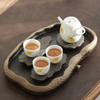 粗陶茶盤家用新款小型干泡臺日式復古排水儲存式茶臺功夫茶海