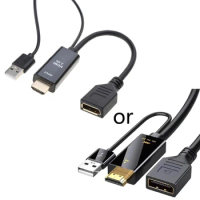 HDMI2.0 To DP1.2 Converter HDMIcompatible To DisplayPort Connector With USB Power Cable for Monitors Video Converter
