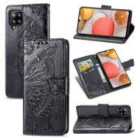 A426 Cute Butterfly Case for Samsung Galaxy A42 5G (6.6in) Cover Flip Leather Wallet Book Black GalaxyA42 SM-A426B 42A A 42