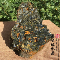天然綠碧璽原石礦教學標本 礦物晶體電氣石托瑪琳實物圖